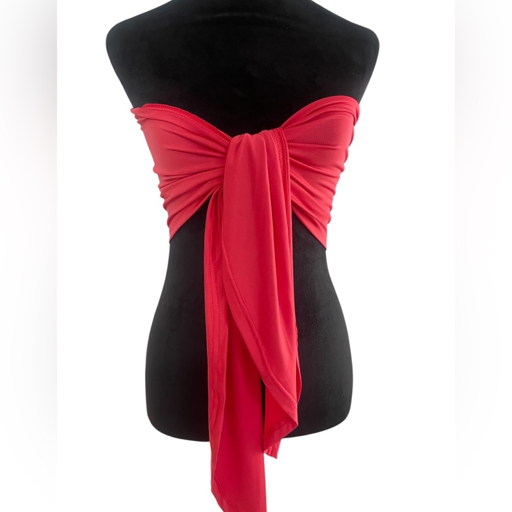 Hot pink crop,long, tie tube crop adjustable top, New - Picture 3 of 6